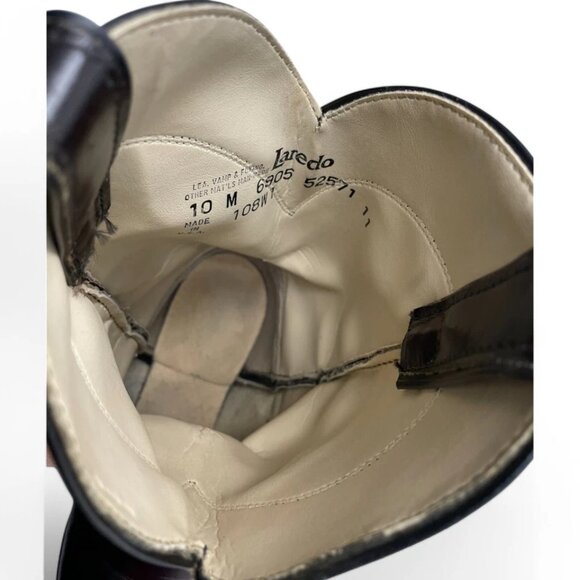 Laredo Burgundy Red Roper Leather Western Biker Cowboy Work Boots Women's 10 M - Picture 11 of 13